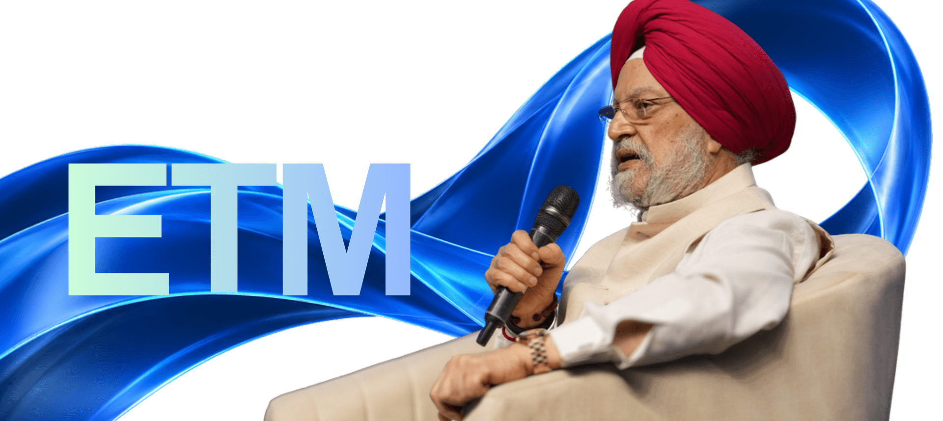 Hon'ble Minister Shri Hardeep Singh Puri with Iconic ETM Ribbon Graphic